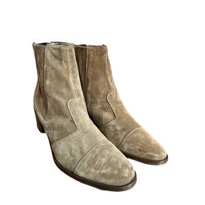 CHARLES DAVID TAN LEATHER SUEDE HOLLAND ANKLE BOOTS WOMEN'S SIZE 7